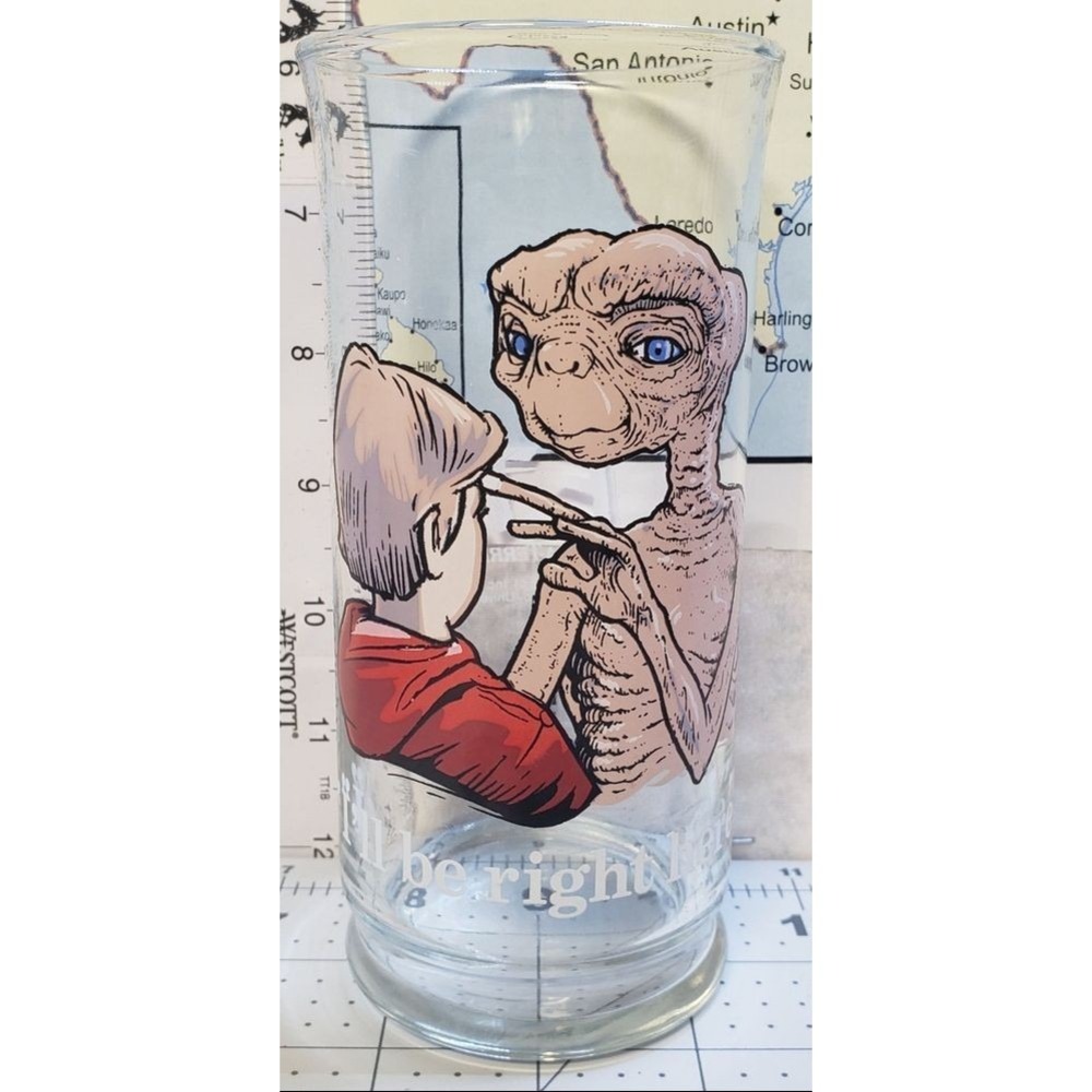 PIZZA HUT E.T. The Extra-Terrestrial Collector Glass 1982 Promo 6in Clear